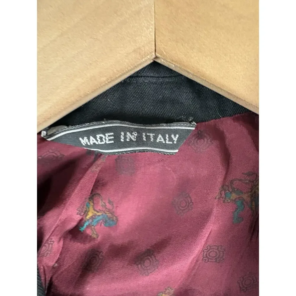 Vintage Marco Ricci Mens Black Double Breasted Blazer Wool Made In Italy Jacket